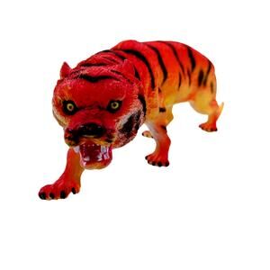 Bright Orange Roaring Stalking Tiger Hard Plastic Animal Unique Figure 12" USED